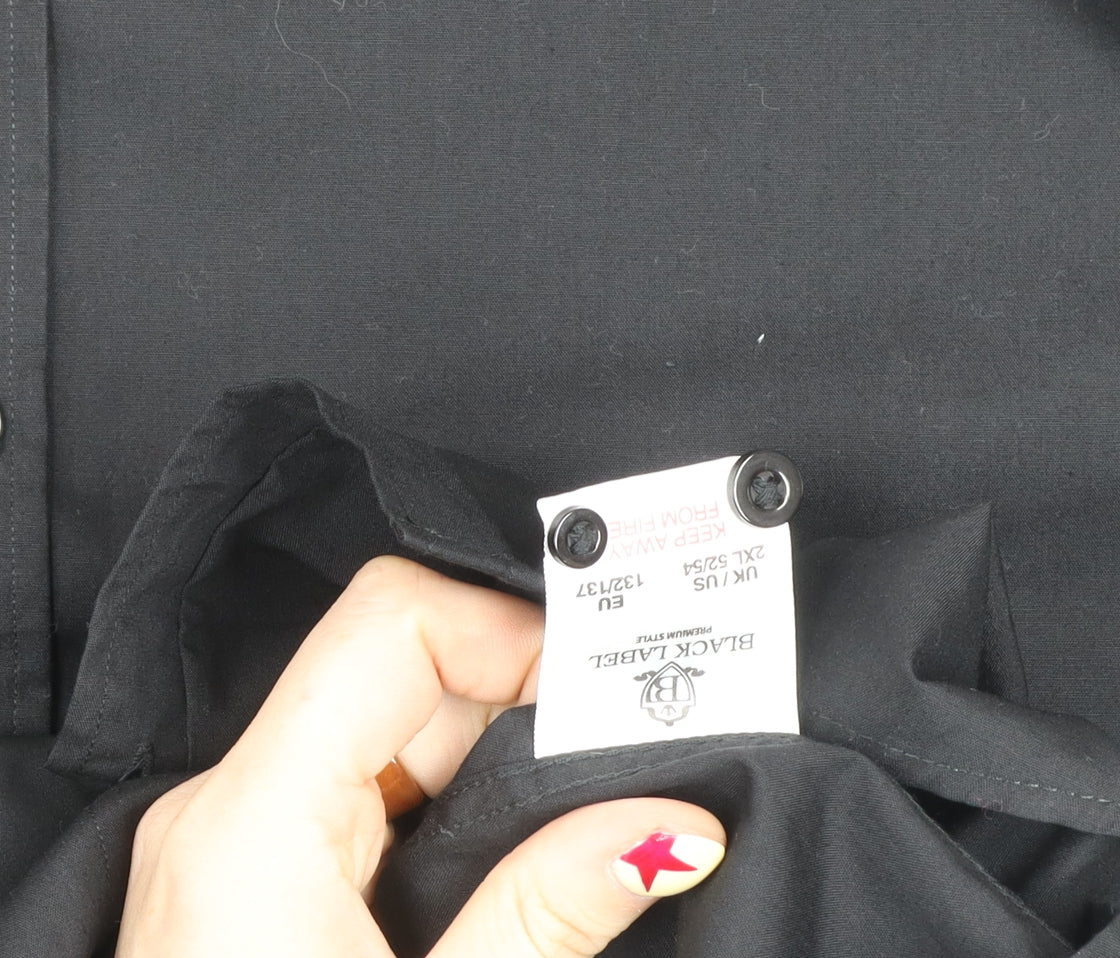 Black Label Men's Black 2XL Long Sleeve Cotton Button-Up Shirt