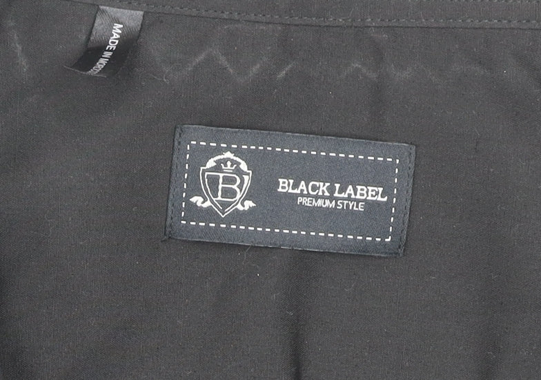 Black Label Men's Black 2XL Long Sleeve Cotton Button-Up Shirt