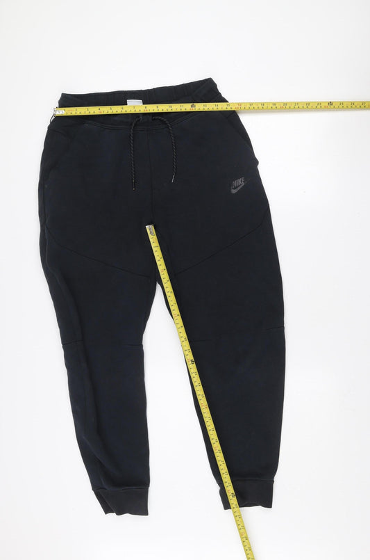 Nike Men Black M Jogger Sweatpants Cotton Blend Drawstring Tapered Fit