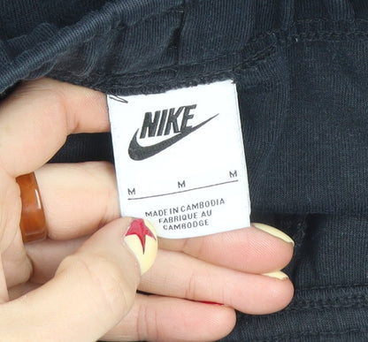 Nike Men Black M Jogger Sweatpants Cotton Blend Drawstring Tapered Fit