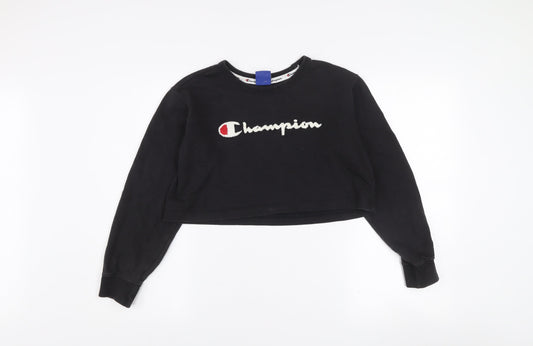 Champion Women's Black Small Cropped Pullover Sweatshirt