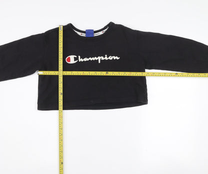 Champion Women's Black Small Cropped Pullover Sweatshirt