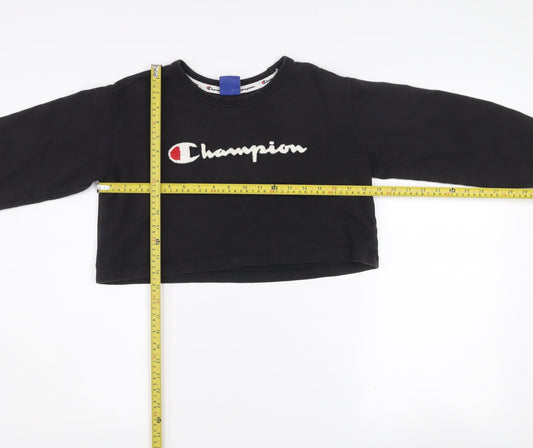 Champion Women's Black Small Cropped Pullover Sweatshirt