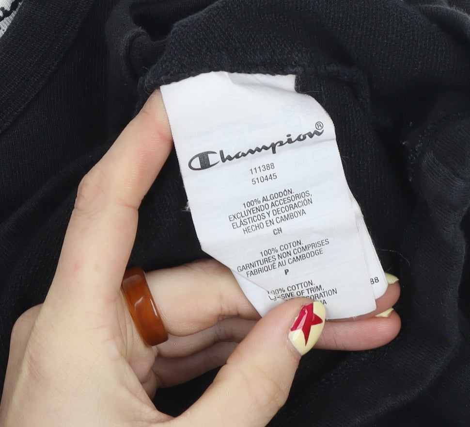 Champion Women's Black Small Cropped Pullover Sweatshirt