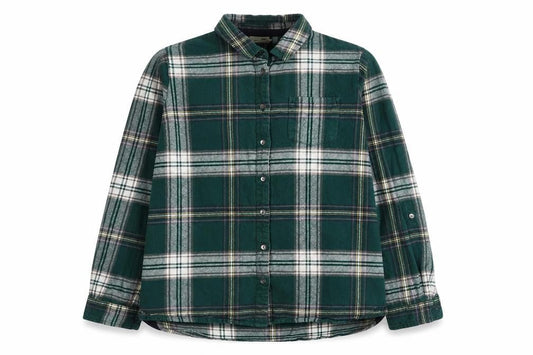 Weird Fish Boys Green Plaid Flannel Button-Up Long Sleeve Cotton Shirt Size 14