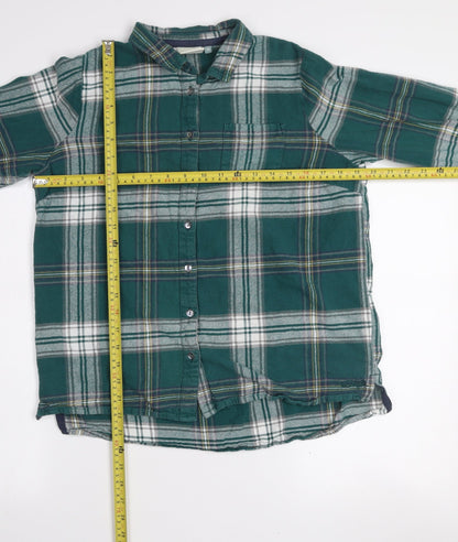 Weird Fish Boys Green Plaid Flannel Button-Up Long Sleeve Cotton Shirt Size 14