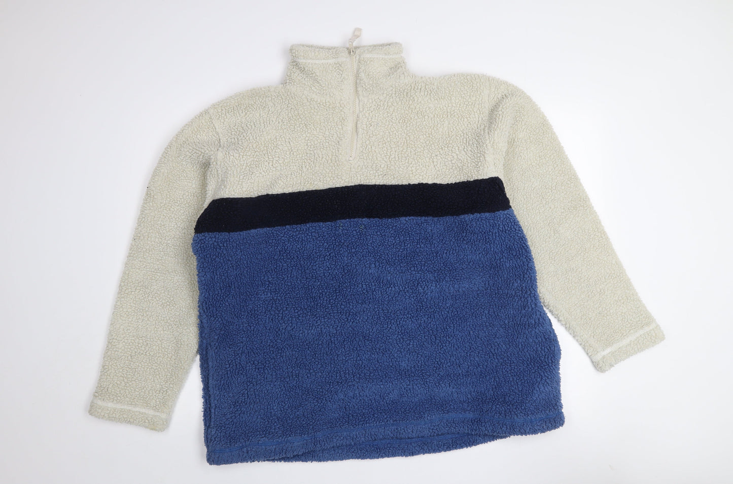 Nouveau Edition Mens Blue 1/4 Zip Fleece Sweatshirt L