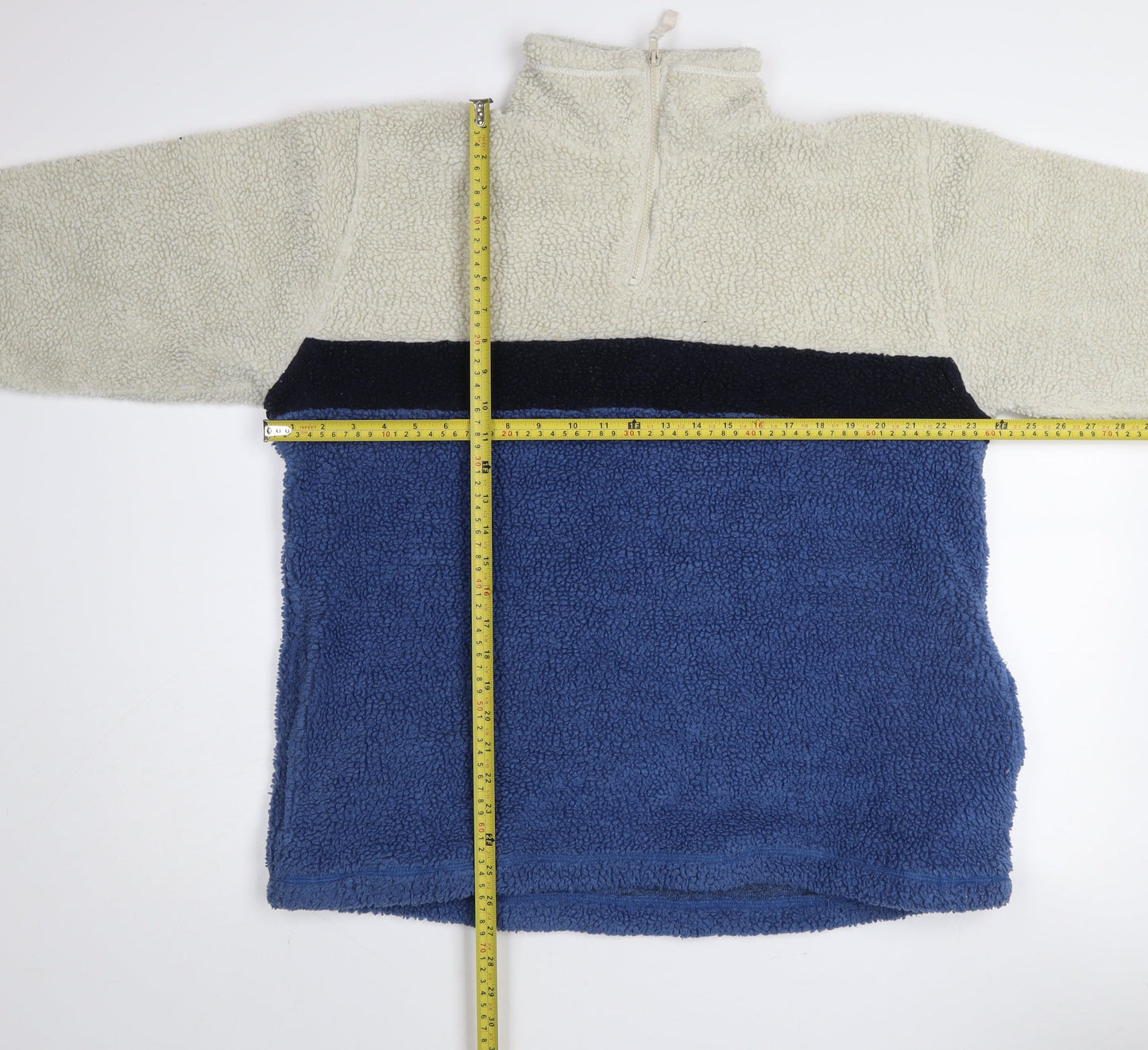 Nouveau Edition Mens Blue 1/4 Zip Fleece Sweatshirt L