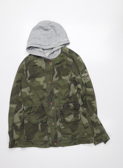 Abercrombie Kids Girls Green Camo Hooded Military Jacket 13-14 Years