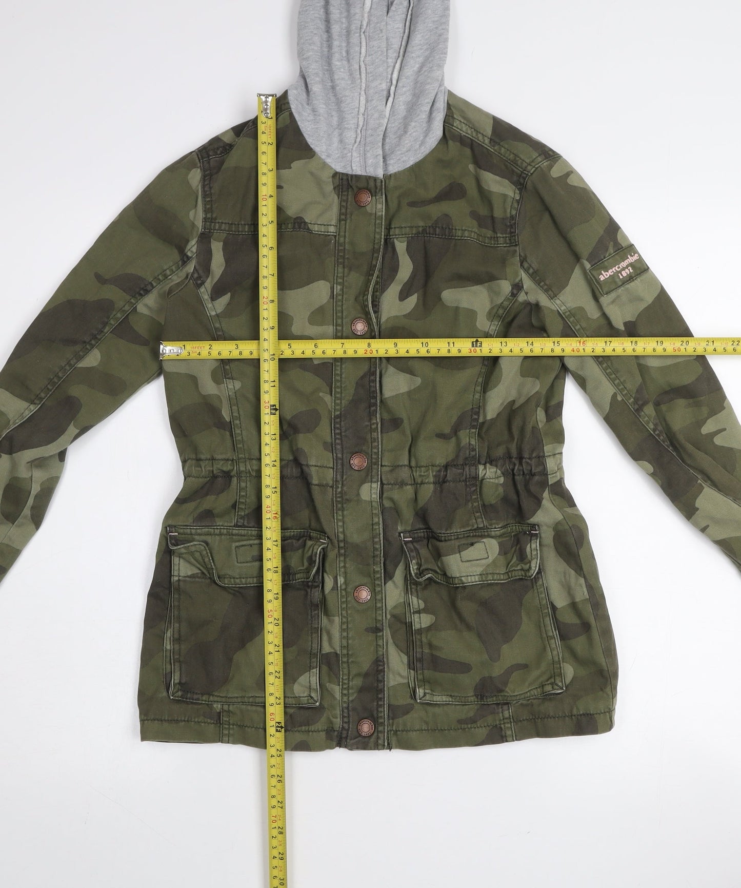 Abercrombie Kids Girls Green Camo Hooded Military Jacket 13-14 Years