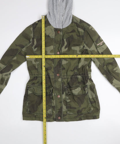 Abercrombie Kids Girls Green Camo Hooded Military Jacket 13-14 Years