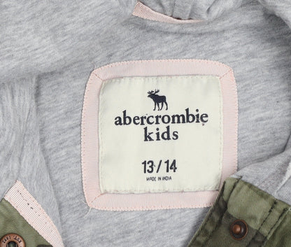 Abercrombie Kids Girls Green Camo Hooded Military Jacket 13-14 Years