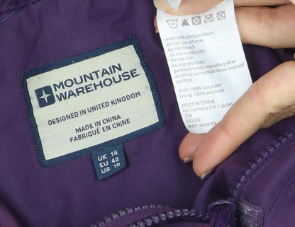 Mountain Warehouse Women’s Purple Waterproof Hooded Rain Coat Size 14