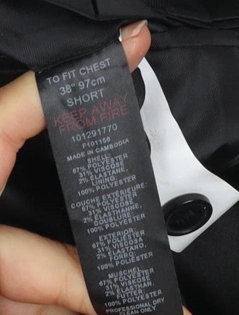 Mens UK Size 38 ASOS DESIGN Regular Black Suit Jacket