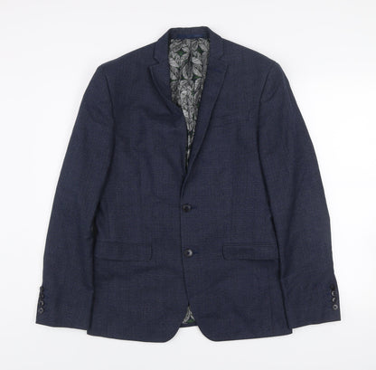 Red Herring Men's Blue Check 38R Regular Fit Blazer Jacket