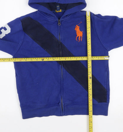 Ralph Lauren Boys Blue Full Zip Hoodie Size 10-12 Cotton Blend