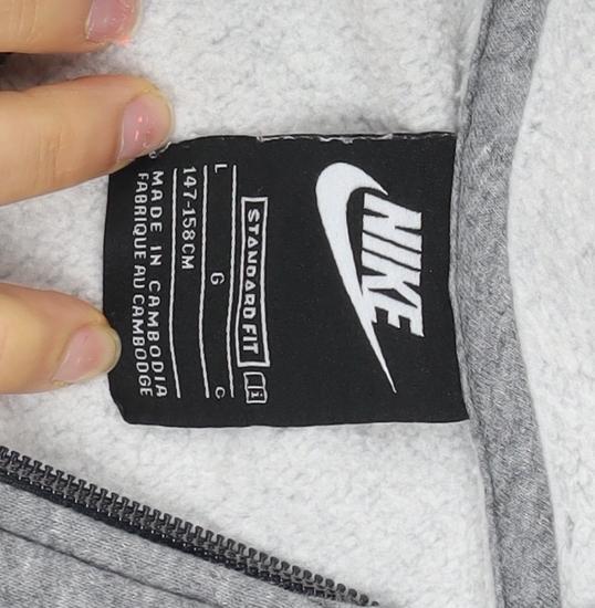 Nike Boys Grey Full Zip Hoodie Size 158cm Regular Fit Lined Hooded Sweatshirt