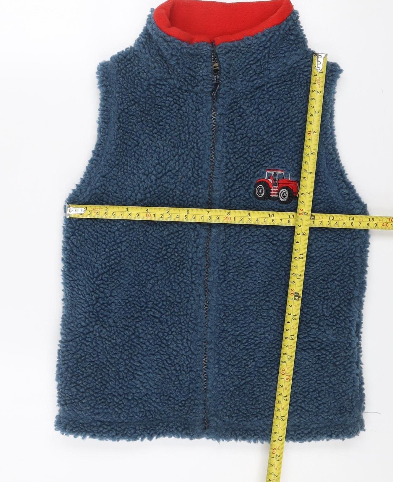 Ramblers Boys Blue Fleece Bodywarmer 6-7 Years Zip Front Tractor Embroidered