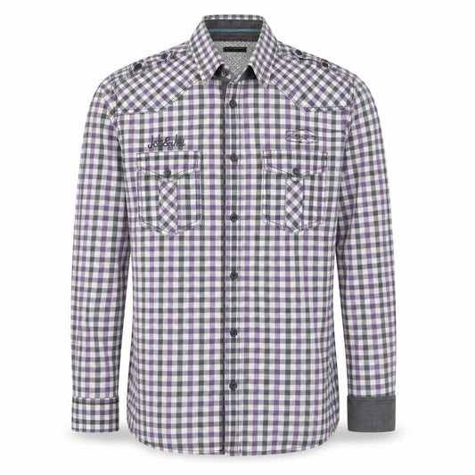 Jack & Jones Men’s Purple Check Long Sleeve Button-Up Shirt Size L