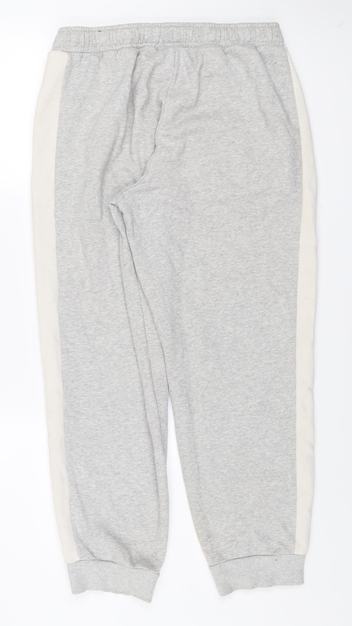 Puma Womens Grey Jogger Sweatpants M Elastic Waist Side Stripe