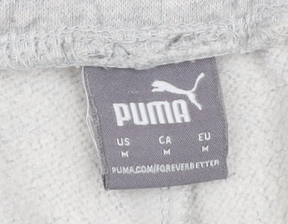 Puma Womens Grey Jogger Sweatpants M Elastic Waist Side Stripe