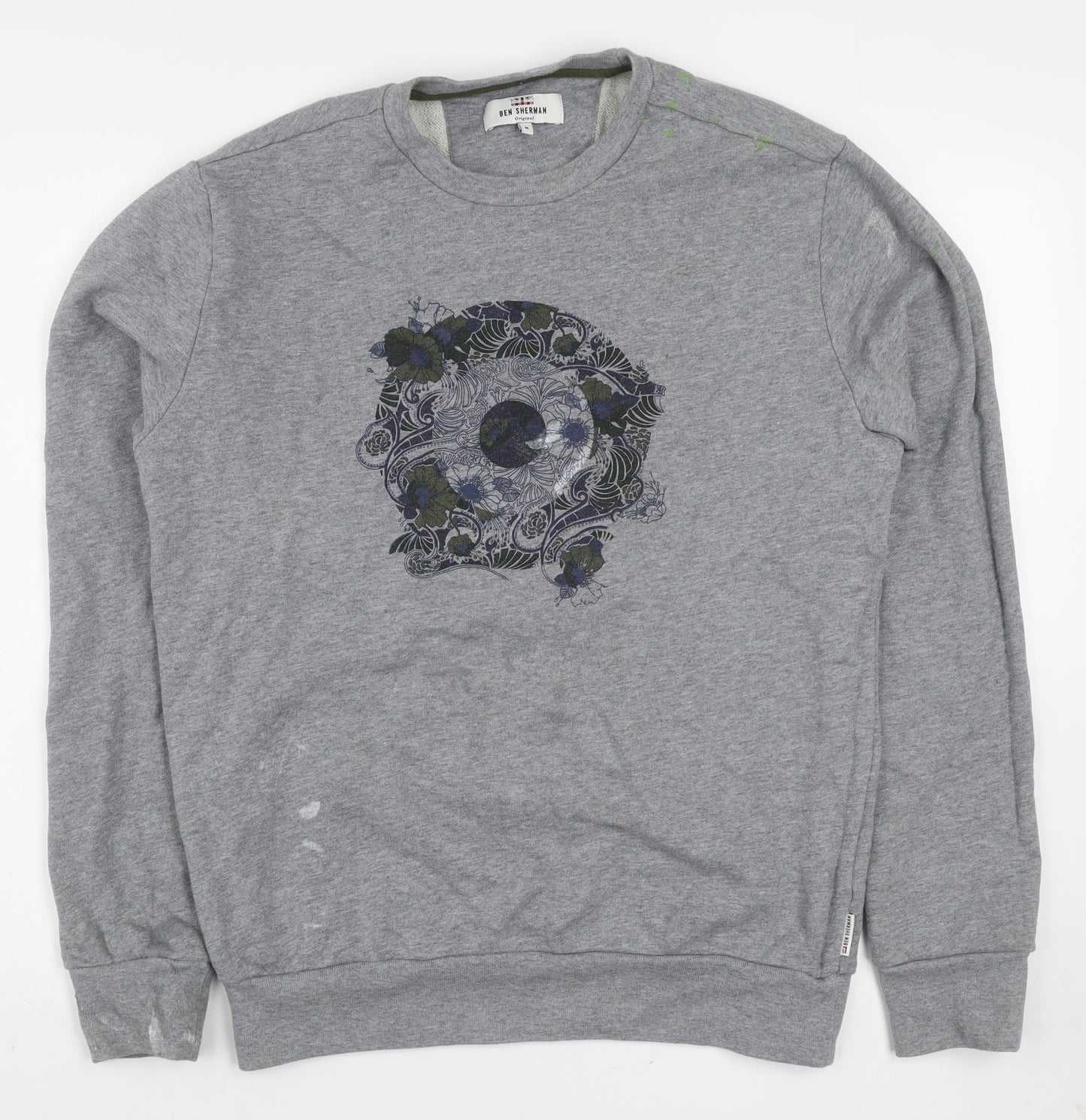 Ben Sherman Men’s Grey Graphic Skull Crew Neck Sweatshirt Size M