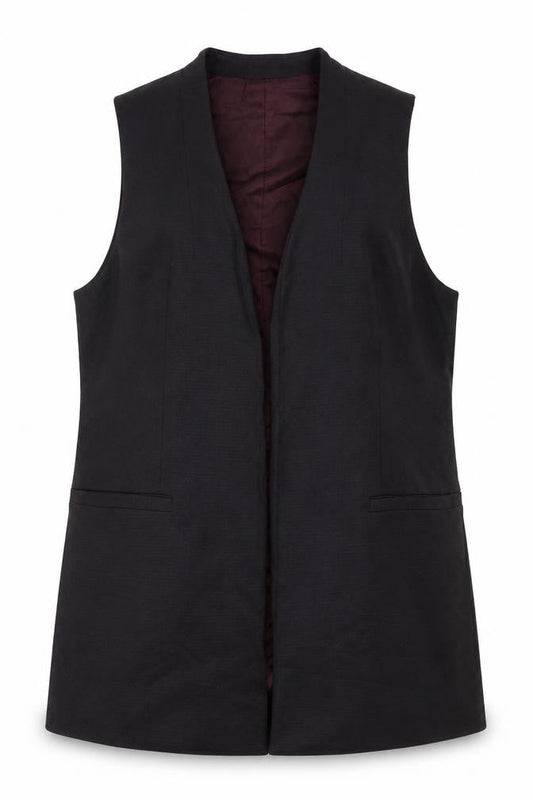 New Look Women Brown Size 12 Long Sleeveless Waistcoat Suit Vest