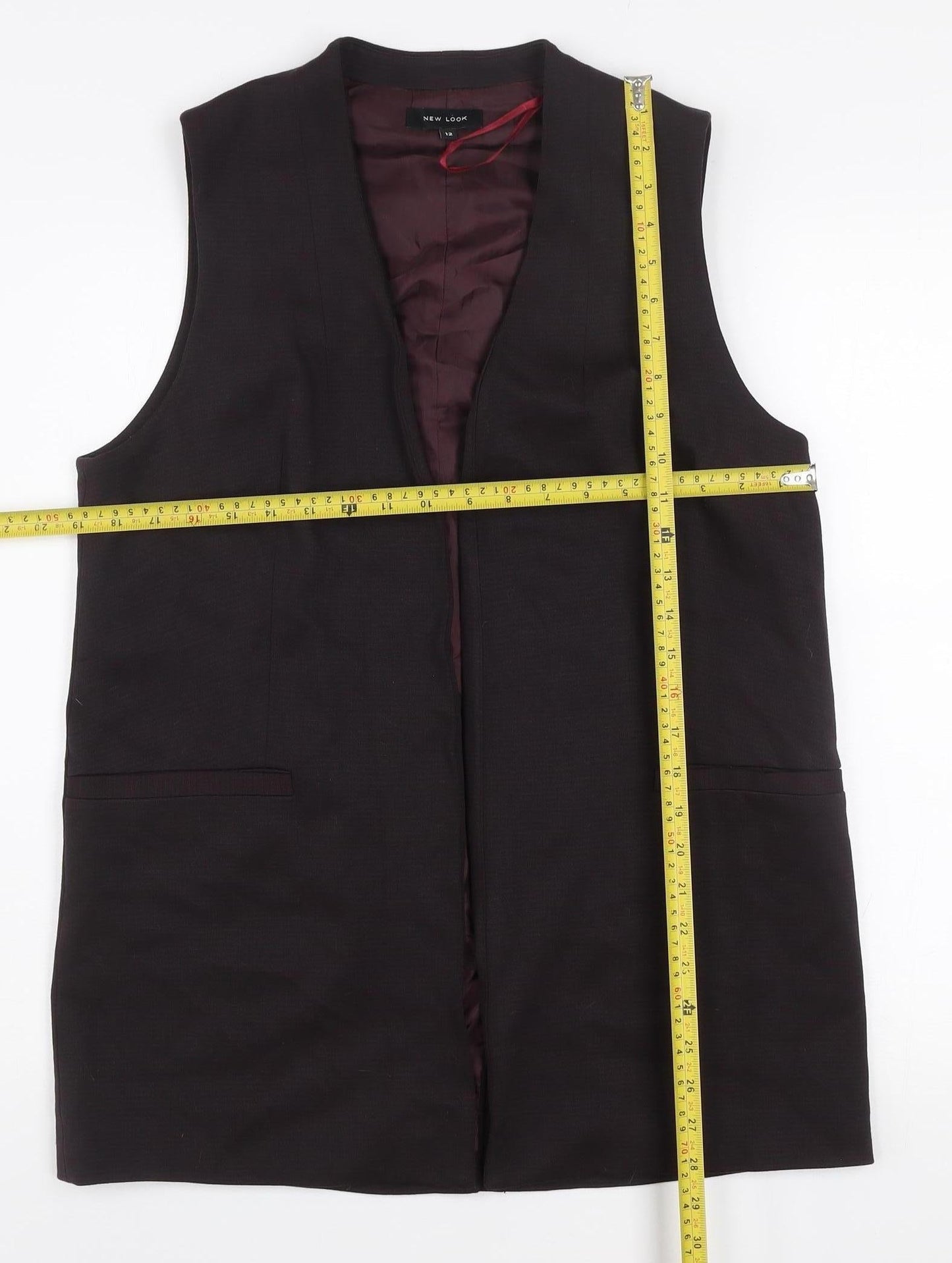 New Look Women Brown Size 12 Long Sleeveless Waistcoat Suit Vest