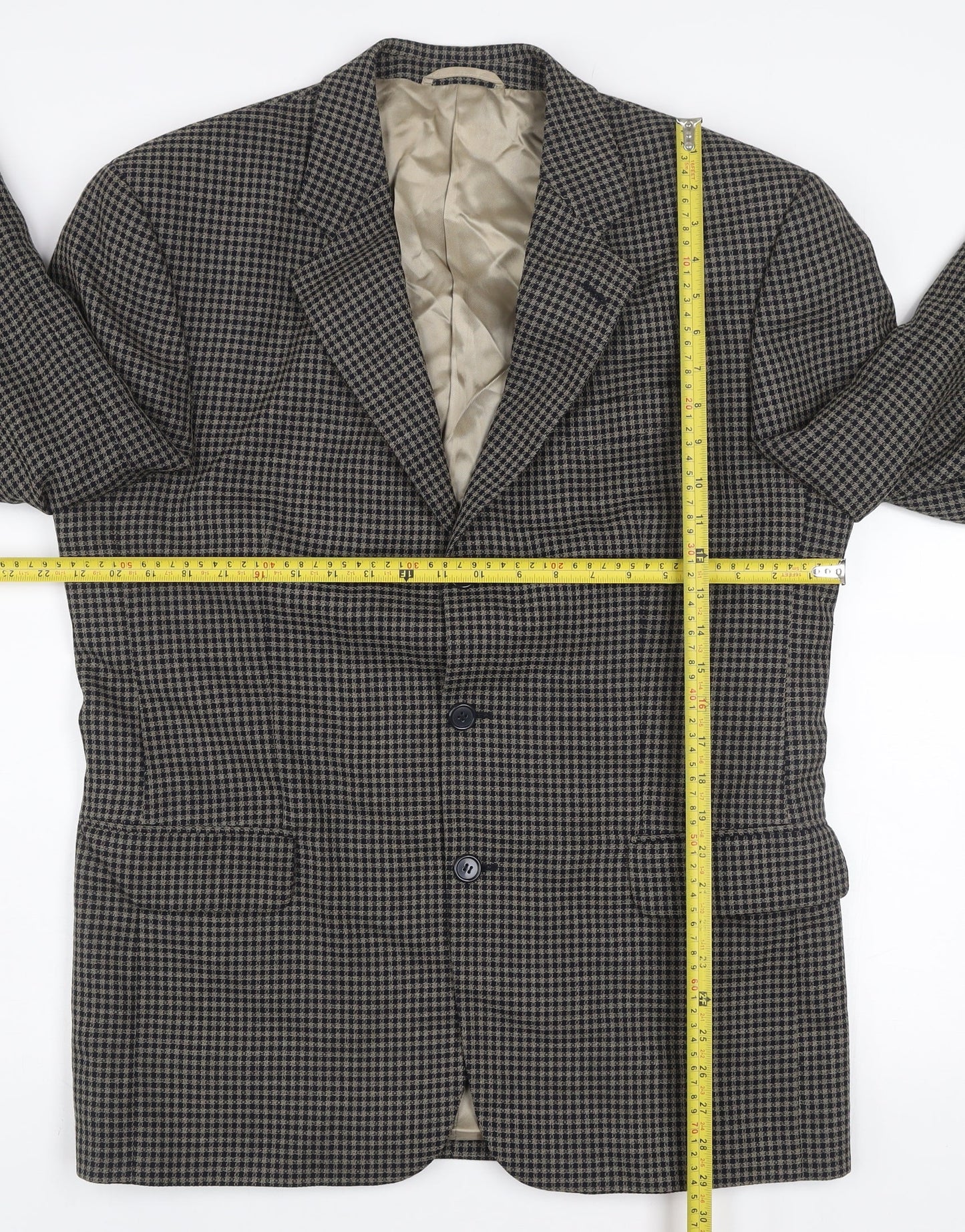 Daniel Grahame Men's Brown Check Wool Blend Blazer Jacket Size 40R