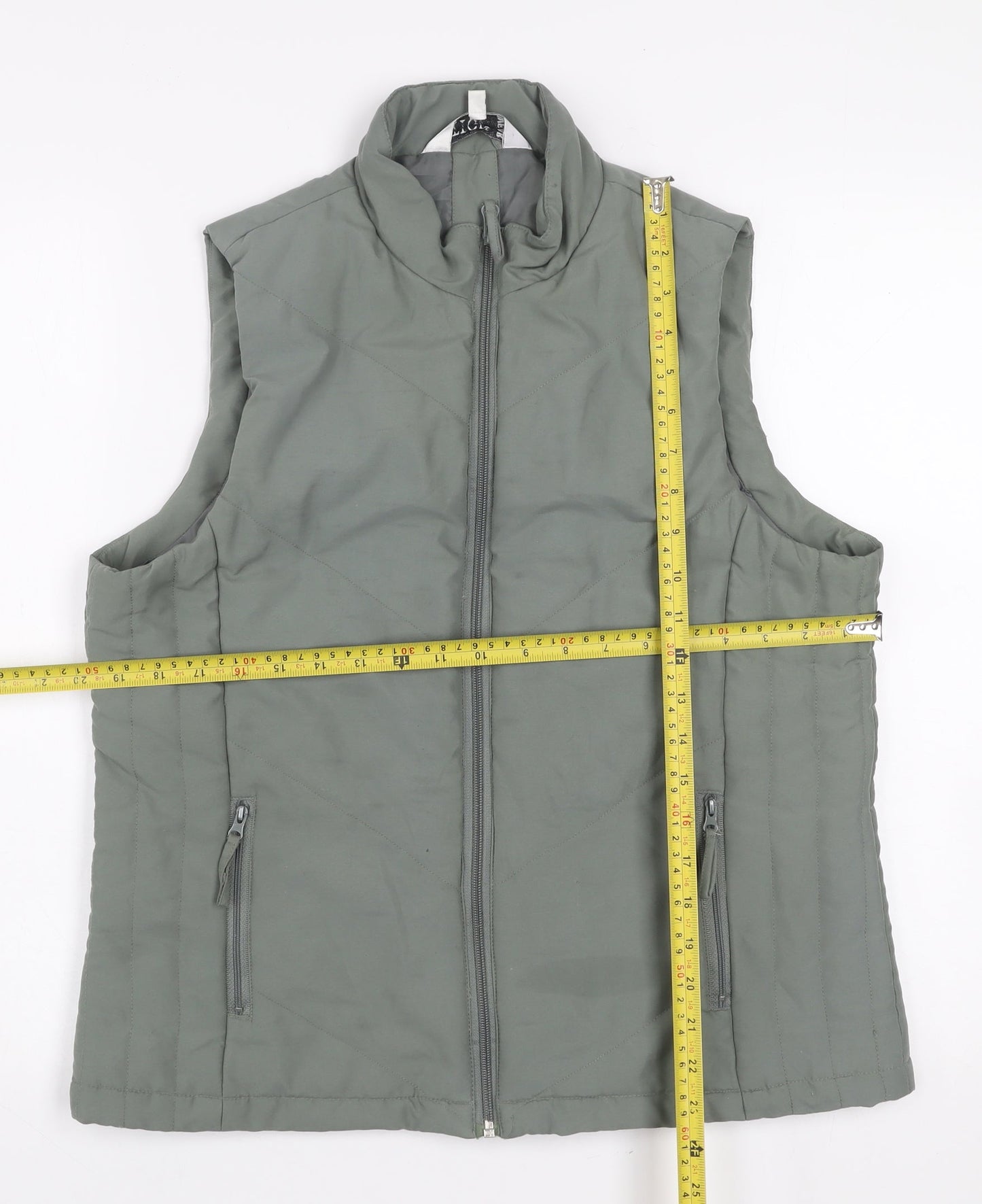 TIGI WEAR Womens Green Quilted Zip Bodywarmer Gilet Size 10/12