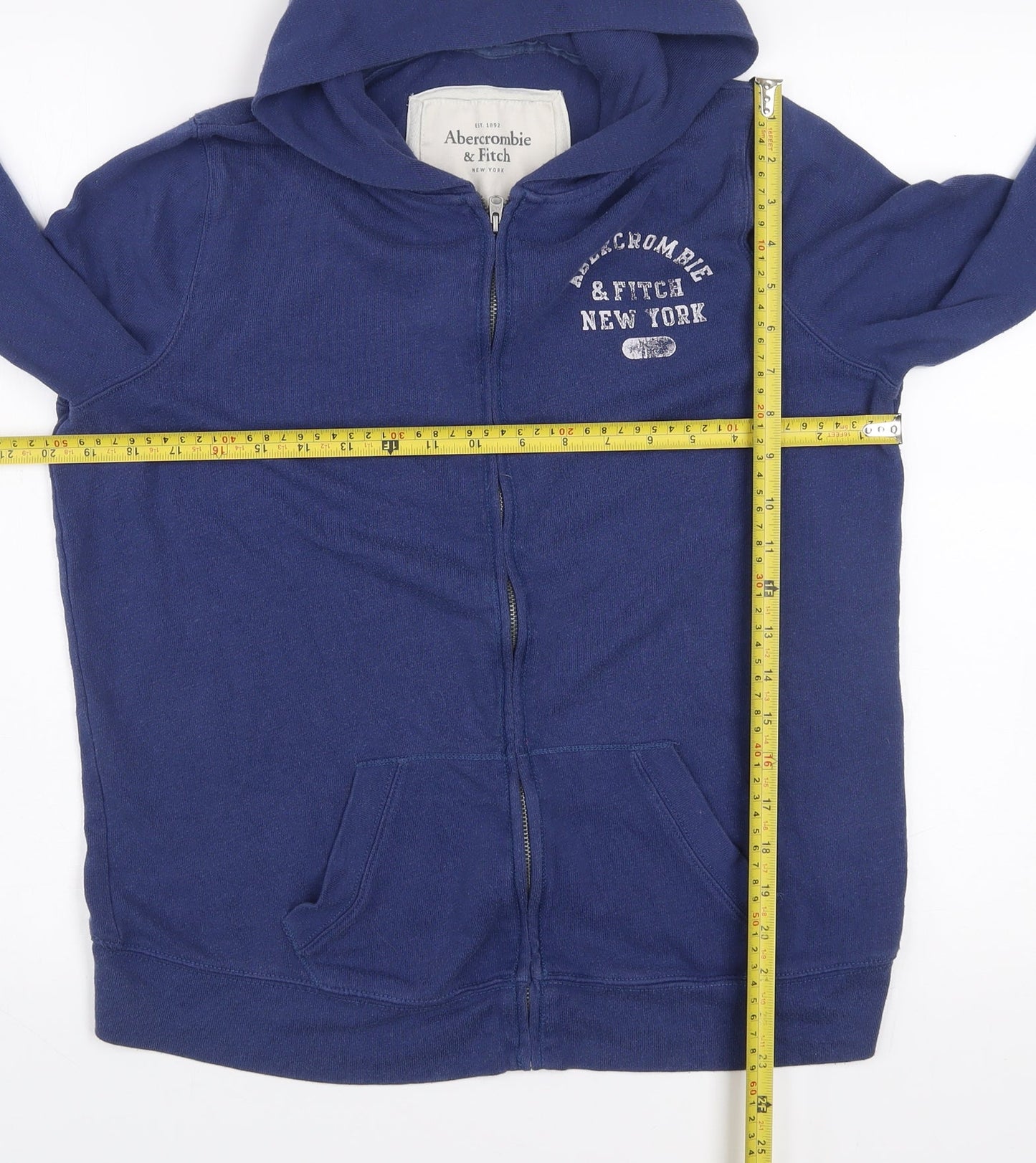 Abercrombie & Fitch Women's Blue Full Zip Hoodie Size L Cotton Blend