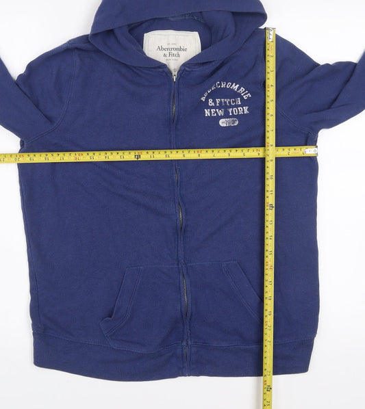 Abercrombie & Fitch Women's Blue Full Zip Hoodie Size L Cotton Blend