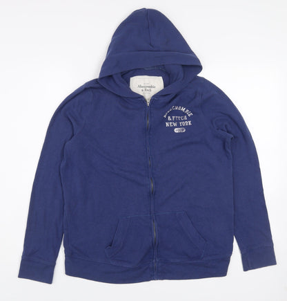 Abercrombie & Fitch Women's Blue Full Zip Hoodie Size L Cotton Blend