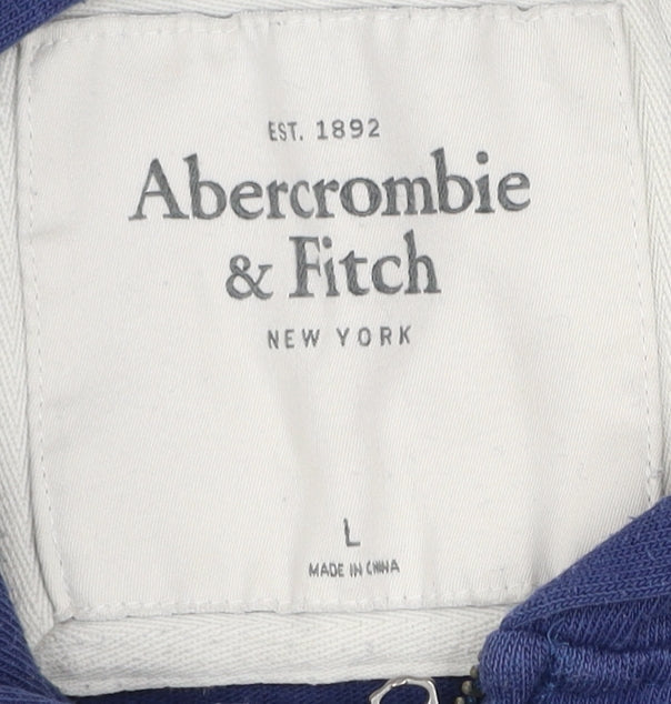 Abercrombie & Fitch Women's Blue Full Zip Hoodie Size L Cotton Blend