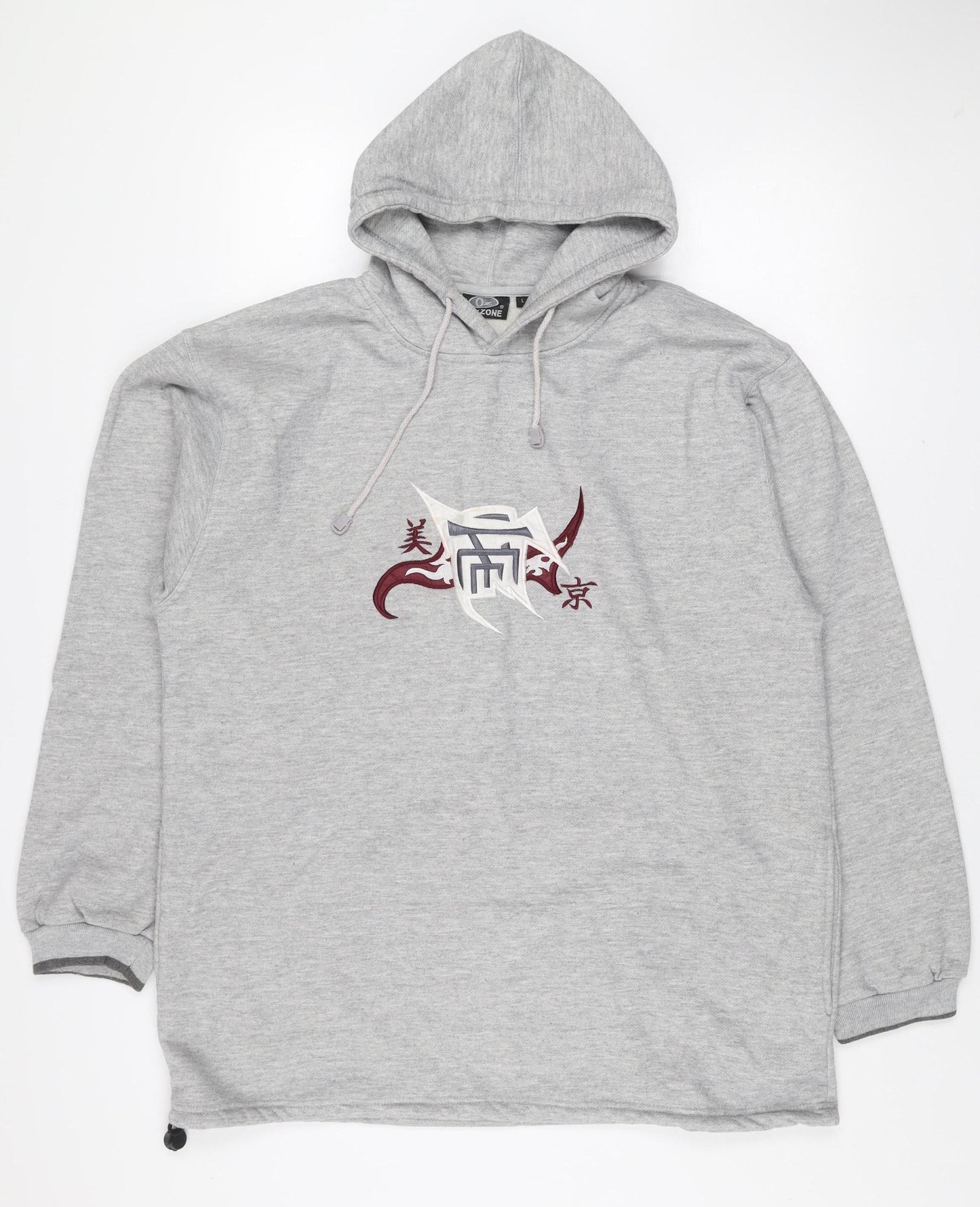 Oxyzone Men's Grey Hoodie L Pullover Fleece Graphic Tribal Print