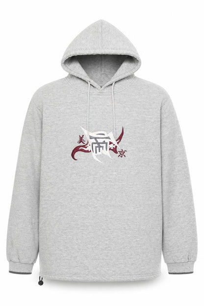 Oxyzone Men's Grey Hoodie L Pullover Fleece Graphic Tribal Print