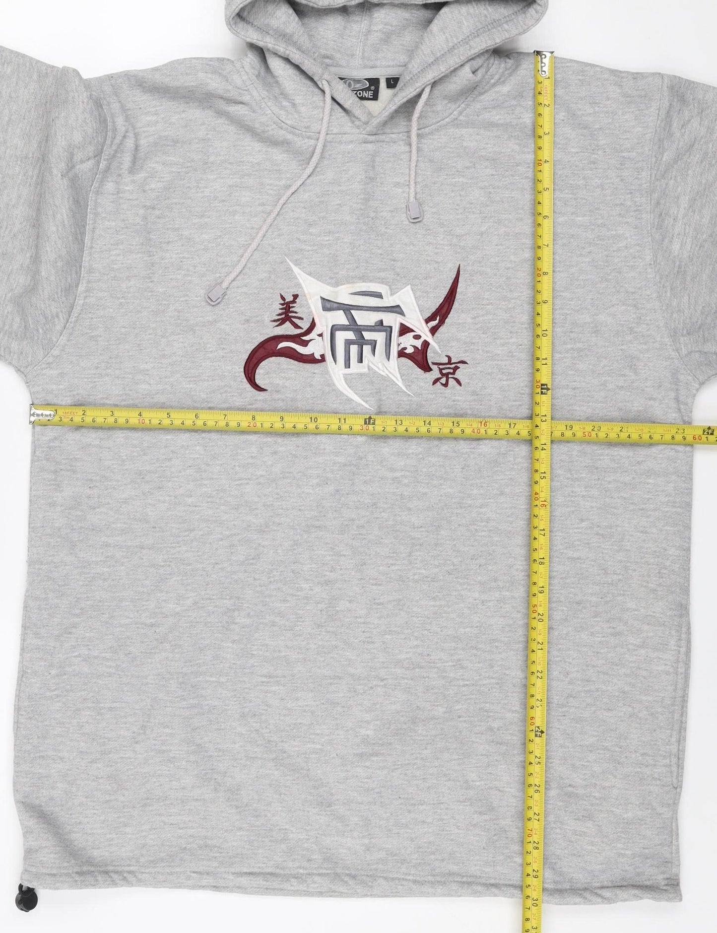 Oxyzone Men's Grey Hoodie L Pullover Fleece Graphic Tribal Print