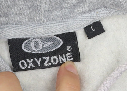 Oxyzone Men's Grey Hoodie L Pullover Fleece Graphic Tribal Print