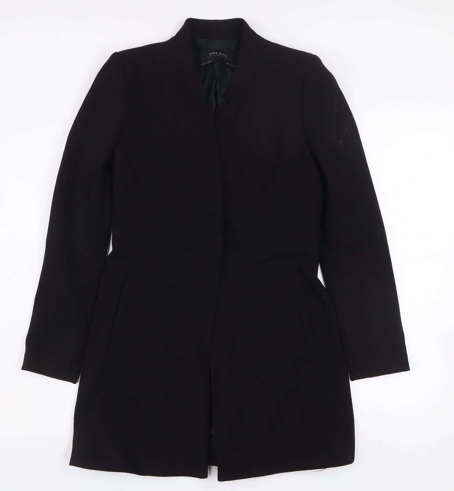 Zara Women Black Shawl Collar Longline Blazer Jacket S