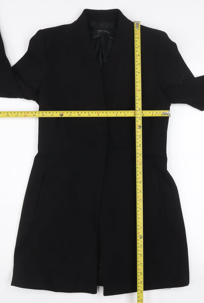 Zara Women Black Shawl Collar Longline Blazer Jacket S