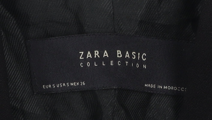 Zara Women Black Shawl Collar Longline Blazer Jacket S