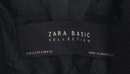 Zara Women Black Shawl Collar Longline Blazer Jacket S