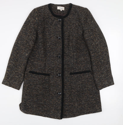 Classic Women’s Brown Wool Blend Tweed Mid-Length Coat Size 14