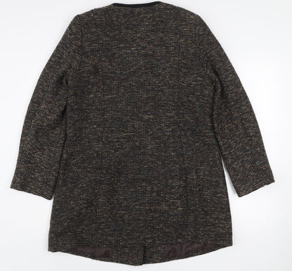 Classic Women’s Brown Wool Blend Tweed Mid-Length Coat Size 14