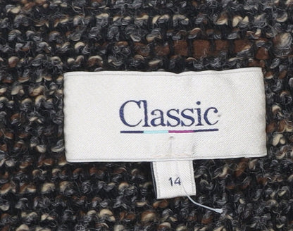 Classic Women’s Brown Wool Blend Tweed Mid-Length Coat Size 14