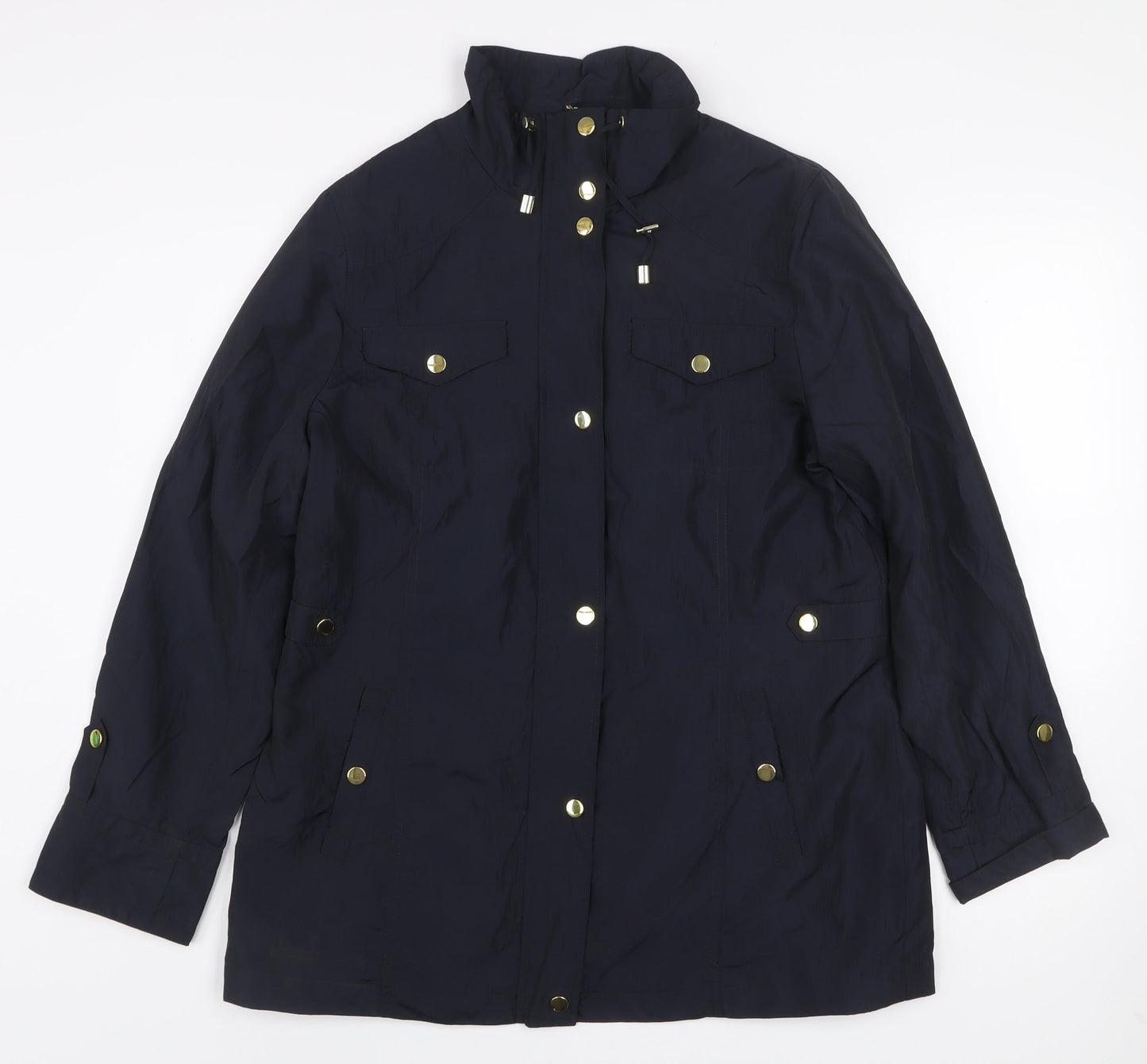 Classic Womens Blue Size 12 Anorak Jacket Water Resistant Polyester