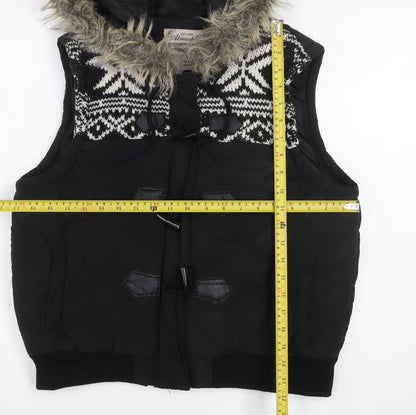 Atmosphere Women's Black Faux Fur Hooded Puffer Waistcoat Size 18