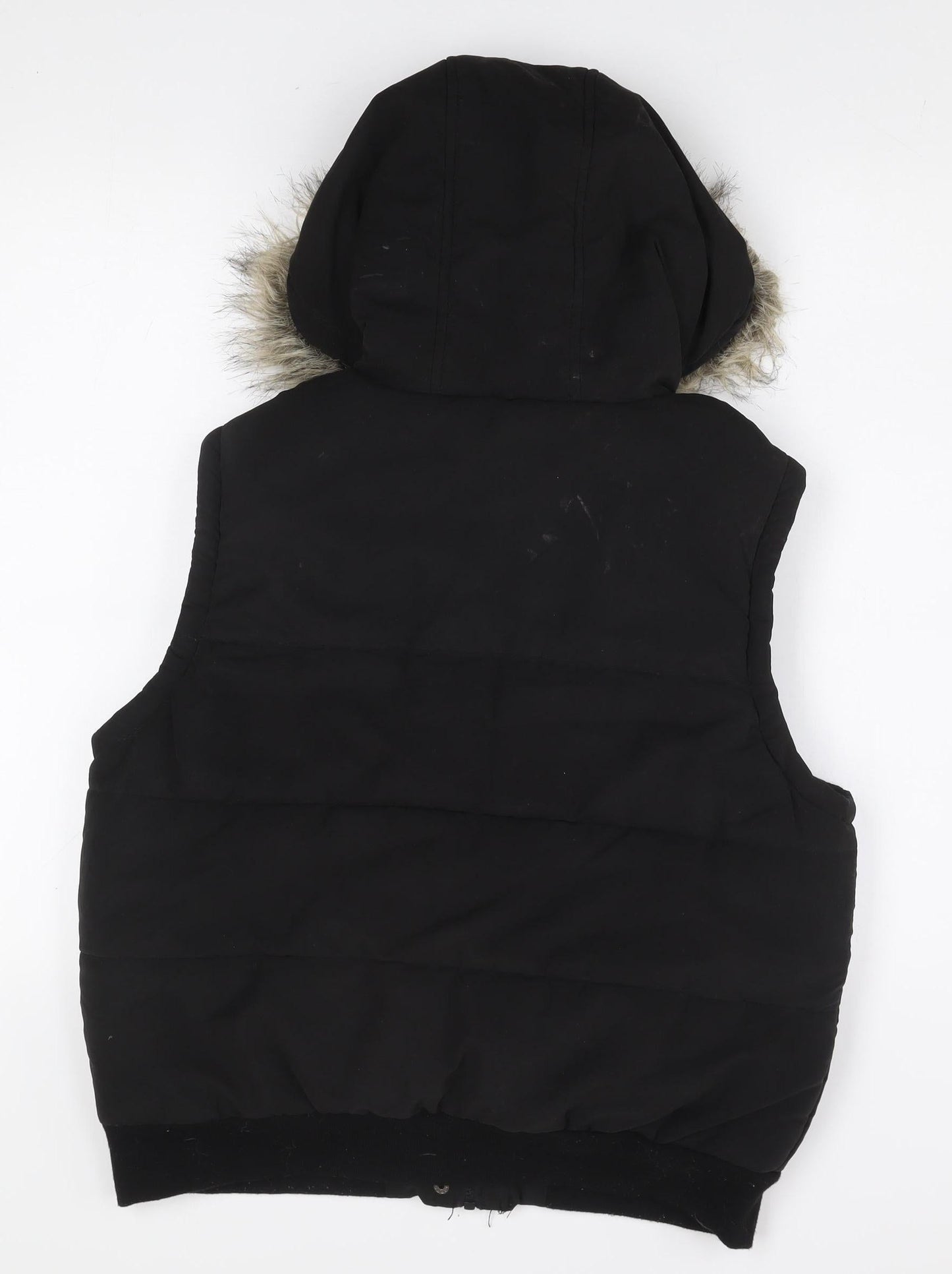 Atmosphere Women's Black Faux Fur Hooded Puffer Waistcoat Size 18