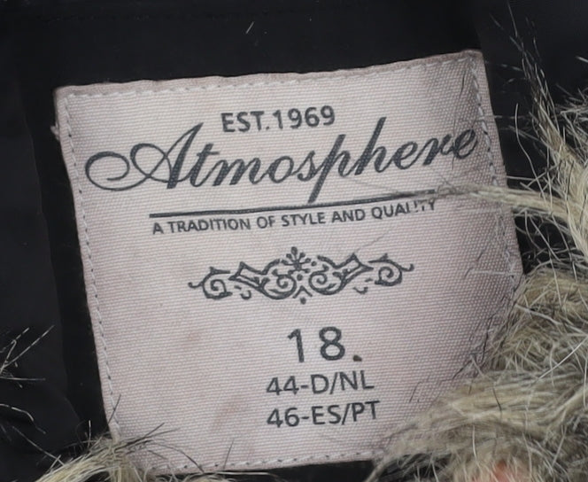 Atmosphere Women's Black Faux Fur Hooded Puffer Waistcoat Size 18