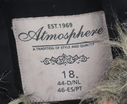 Atmosphere Women's Black Faux Fur Hooded Puffer Waistcoat Size 18